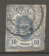 LUX 1859 Yv. N° 6a  Non Dentelé   (o)  10 C Bleu Foncé  Cachet  Cote 35 Euro  BE  2 Scans - 1859-1880 Wappen & Heraldik