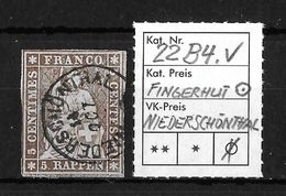 1854-1862 Helvetia (ungezähnt) → Strubel Mit 2 Fingerhutstempel NIEDERSCHÖNTHAL   ►SBK-22B4.V◄ - Gebraucht