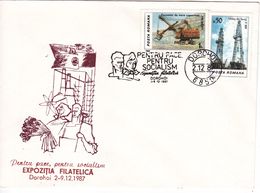 Romania , Roumanie , 1987 , Dorohoi , Philatelic Exhibition , Excavator , Drilling Equipment , Special Cancell - Marcophilie