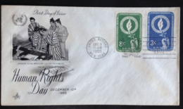 United Nations/N.Y., Uncirculated FDC « Human Rights », « Droits De L'Homme », 1955 - Cartas & Documentos