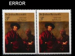 Great Britain 1973 Sir Joshua Reynolds Self Portrait Art 3p PAIR ERROR:no Gold - Variétés, Erreurs & Curiosités