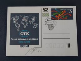 Tchéquie 2018 CDV184 Entier Carte Postale Officielle CTK Agence De Presse Nationale Tchèque Autographe Dédicacé - Storia Postale