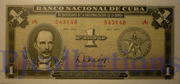 BANCO NACIONAL 1 PESO 1975 PICK 106 UNC RARE LETTER "A" - Kuba