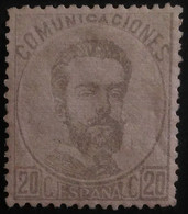España: Año. 1872 - ( Rey Amadeo I ). Variedad De Color Gris Oliva. Nº- *123 - Super Lujo. Dentado - 14 De Peine. - Unused Stamps