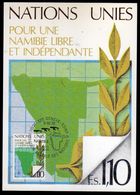 NATIONS UNIES GENEVE ONU UN UNO 5 10 1979 NAMIBIE NAMIBIA INDEPENDANCE INDEPENDANTE  FDC MAXI CARD CARTOLINA MAXIMUM - Maximumkaarten