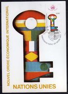NATIONS UNIES GENEVE ONU UN UNO 11 1 1980 NOUVEL ORDRE ECONOMIQUIC NEW ECONOMIC ORDER FDC MAXI CARD CARTOLINA MAXIMUM - Maximumkaarten