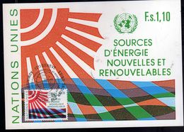 NATIONS UNIES GENEVE ONU UN UNO 29 5 1981 ENERGIE RENOUVELABLES RENEWABLE ENERGIES FDC MAXI CARD CARTOLINA MAXIMUM - Maximumkaarten