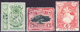 Tonga 1942 Lot Of Definitives Wmk Crown Script CA Mi 73 MLH *, 74, 78 Used O - Tonga (...-1970)