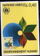 NATIONS UNIES GENEVE ONU UN UNO 19 3 1982 ENVIRONNEMENTE HUMAIN HUMAN ENVIRNOMENT  FDC MAXI CARD CARTOLINA MAXIMUM - Maximumkaarten