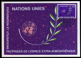 NATIONS UNIES GENEVE ONU UN UNO 11 6 1982 EXPLORATION PACIFIQUE ESPACE SPACE EXPLORATION FDC MAXI CARD CARTOLINA MAXIMUM - Cartes-maximum