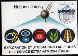 NATIONS UNIES GENEVE ONU UN UNO 11 6 1982 EXPLORATION PACIFIQUE ESPACE SPACE EXPLORATION FDC MAXI CARD CARTOLINA MAXIMUM - Cartes-maximum