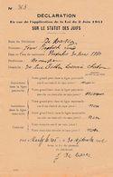 VICHY - 1942 - MARLY-le-ROI - Déclaration De Non Judéité Loi Du 2 Juin 1941 - Historical Documents