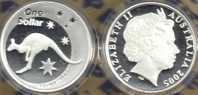 AUSTRALIA $1 KANGAROO ANIMAL  FRONT QEII BACK 2005 PROOF 1 Oz .999 SILVER READ DESCRIPTION CAREFULLY !!! - Otros & Sin Clasificación