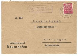 13a Equarhofen über Uffenheim Landpoststempel Klar Auf Brief 1956 - Storia Postale