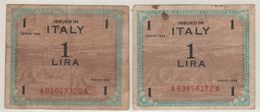 ITALY    AM Lire  Coppia 1 Lira   BEP & FLC    1943   ( WWII ) - Ocupación Aliados Segunda Guerra Mundial