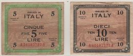 ITALY    AM Lire  Coppia 5 & 10 Lire   FLP   1943A  ( WWII )  2nda Serie - Occupazione Alleata Seconda Guerra Mondiale