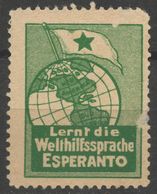 GERMANY - ESPERANTO Flag Propaganda - LABEL CINDERELLA VIGNETTE - Used - Globe Earth Map America - Esperanto