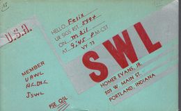 Very Old QSL From Homer Evans Jr,, W. Main St., Portland, Indiana, USA (28/2/1939) - CB