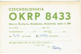 Old QSL From Harry Cincura, OKRP 8433 Drotarska Cesta Bratislava Czechoslovakia (years 1950) - CB