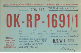 Old QSL From Oldrich Schneider OK-RP-1691/1 Strojnicka Praha Prague Czechoslovakia (3/9/1947) - CB