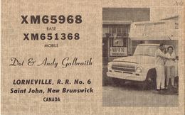 Old QSL From Dot & Andy Galbraith, Lorneville, Saint John, NB, Canada XM65969 (12 1968) - CB-Funk