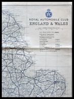 ANGLETERRE Vintage Royal Automobiles Club  (RAC) Road Map  England & Wales - Cartes Routières