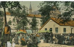 Place Du Jeu De Balles Marché Bruxelles.  Hand Colored . Friperie . Flea Market - Regional Games