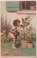 Delcampe - Illust. Georges REDON - CPA  - Broderies - Petite Fille Humant Le Parfum Des Roses - Redon