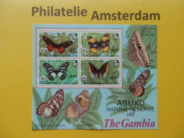 Gambia 1980, WWF FAUNA ABUKO NATURE RESERVE (III) / BUTTERFLIES: Mi 402-05, Bl. 5, ** - Unused Stamps