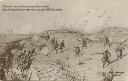 Guerre 1914-18-militaires-militaria -ref M335-illustrateur -reg Ouvrages Blancs -nd De Lorette  -vignette Au Verso - - War 1914-18