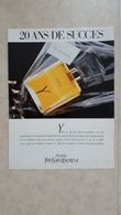 PUBLICITÉ PARFUM - PRINT PERFUME ADVERTISEMENT - Y DE YVES SAINT LAURENT 1984 - Werbung