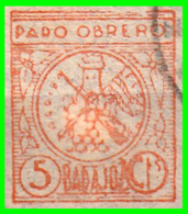 BADAJOZ, PARO OBRERO 5C NARANJA, SIN PERFORAR, ALLEPUZ 13, USADO - Fiscal-postal