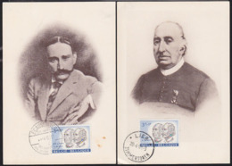 BELGIUM (1961) Albert Du Bois. Canon Jean-Baptiste David. Set Of 2 Maximum Cards With Thematic Cancel. Scott No B688. - 1961-1970