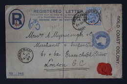 GOLDCOAST COLONY Uprated Registered Cover WINNEBAH VIA ACCIA TO LONDON 25-8-1897  HG5A 1 Stamp Removed - Costa De Oro (...-1957)