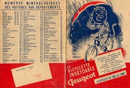 La Bicyclette Inoxydable PEUGEOT * Dc Pub Ancien Illustré * Calendar Calendrier N° Minéralogiques Automobiles - Advertising