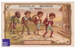 Chromo Romanet Chocolat Besnier Retour De Chasse Chien Chasseur Bredouille - Hunt Hunting Dog Trade Card A36-71 - Other & Unclassified