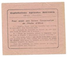 SFAX TUNISIE EXPLOITATIONS AGRICOLES BOUCHER PUB HUILE D OLIVE - Publicidad