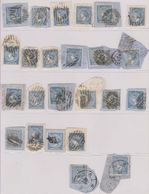 Año 1866 Edifil 81 Isabel II Lote 24 Sellos Matasellos Rueda De Carreta Y Rejilla Cifra - Used Stamps