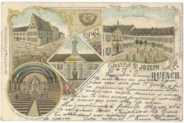 Gruss Aus Dem Institut St Joseph Rufach (Rouffach) - 28.6.1900 - Lithographie Couleur 4 Vues - Rouffach