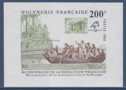 Bloc Neuf Polynésie Française 200F Bicentenaire De La Révolution Française Et Mutinerie Du Bounty N°15 - Hojas Y Bloques