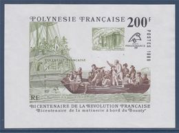 Bloc Neuf Sans Gomme Polynésie Française 200F Bicentenaire De La Révolution Française Et Mutinerie Du Bounty N°15 - Blocs-feuillets
