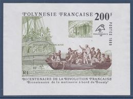 Bloc Neuf Sans Gomme Polynésie Française 200F Bicentenaire De La Révolution Française Et Mutinerie Du Bounty N°15 - Blocchi & Foglietti