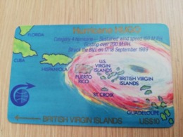 BRITSCH VIRGIN ISLANDS  US$ 10,-  BVI-2A  2CVBA  HURRICANE HUGO (RRRR)   Fine Used Card   ** 2611 ** - Isole Vergini