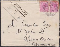 NEW ZEALAND - TASMANIA 1882 1d SSF PAIR. - Cartas & Documentos