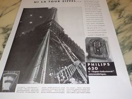 ANCIENNE PUBLICITE NI LA TOUR EIFFEL PHILIPS 630 1933 - Sonstige & Ohne Zuordnung