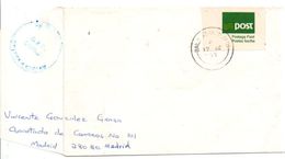 IRLANDE EIRE VIGNETTE DE DISTRIBUTEUR SUR LETTRE POUR L'ESPAGNE - Storia Postale