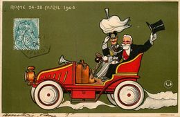 Politique Politica * ROME 24/28 Avril 1904 * CPA Illustrateur * Loubet Président Guillaume ? Italia - Satirisch