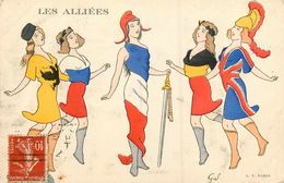 WW1 Guerre 14/18 * Militaria * CPA Illustrateur G. J. * Les Alliés * Femmes Woman * Robes Au Couleurs Des Pays - Weltkrieg 1914-18