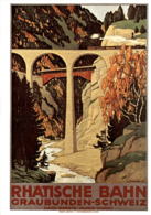 Rhätische Bahn - Graubünden-Schweiz - Ilanz-Disentis: Rusein-Viadukt - Plakat 1911 (1205) - Ilanz/Glion