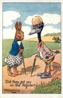 Lapin Humanisé Et Oiseau * CPA Illustrateur * Did They Get You On The Register ? * Rabbit Lapins Oilette Raphael Tuck - Autres & Non Classés